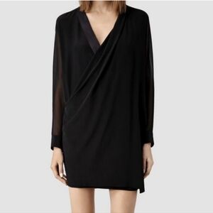 Allsaints Lucas Silk Shirt Dress